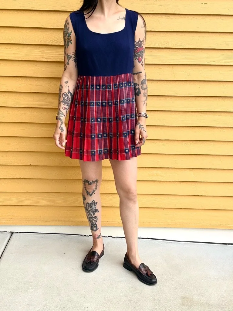 1960s Butterfly Plaid Mini Dress