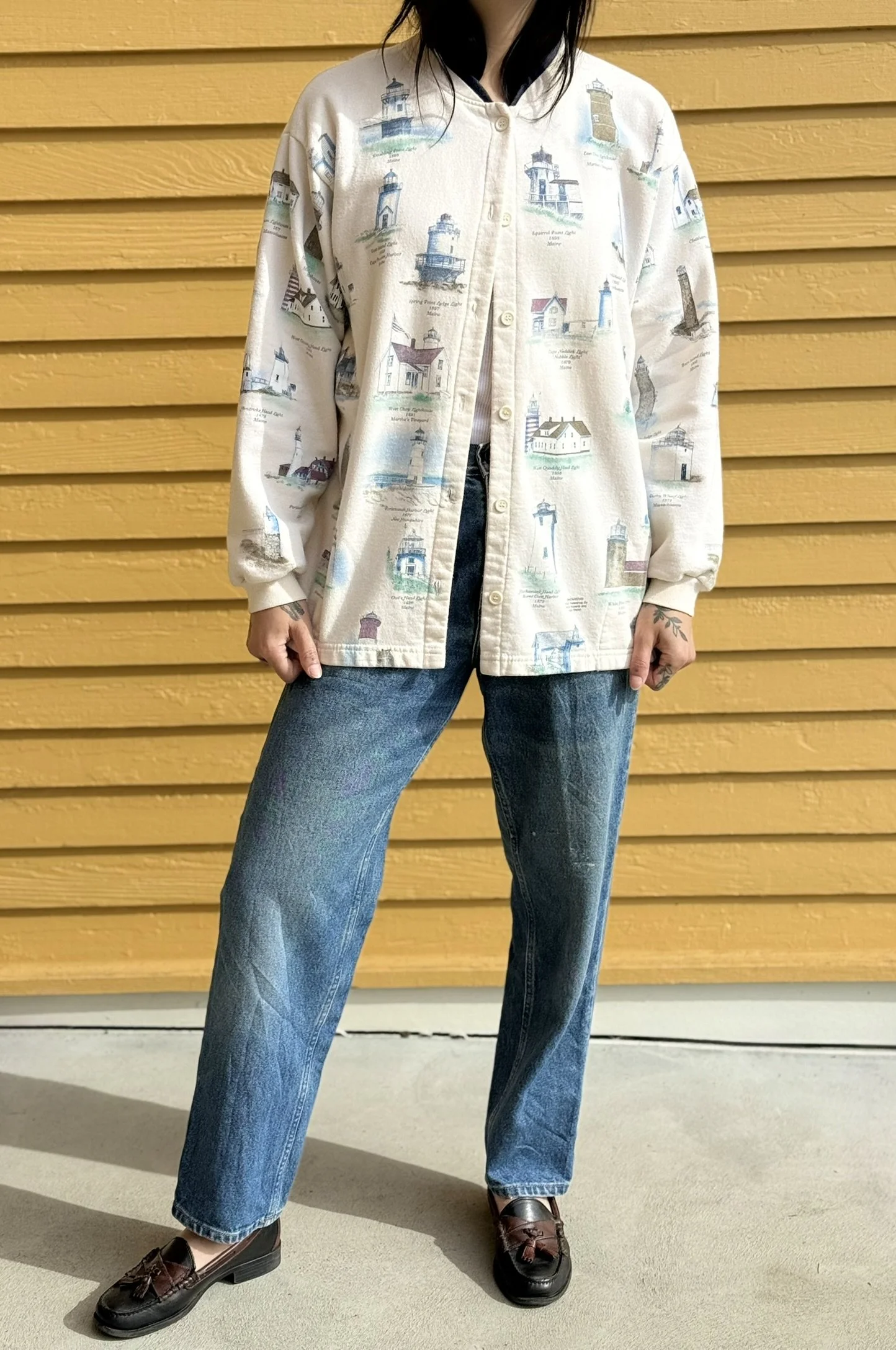 1990s Lighthouse Appreciation Cardigan in Salt by Artisans