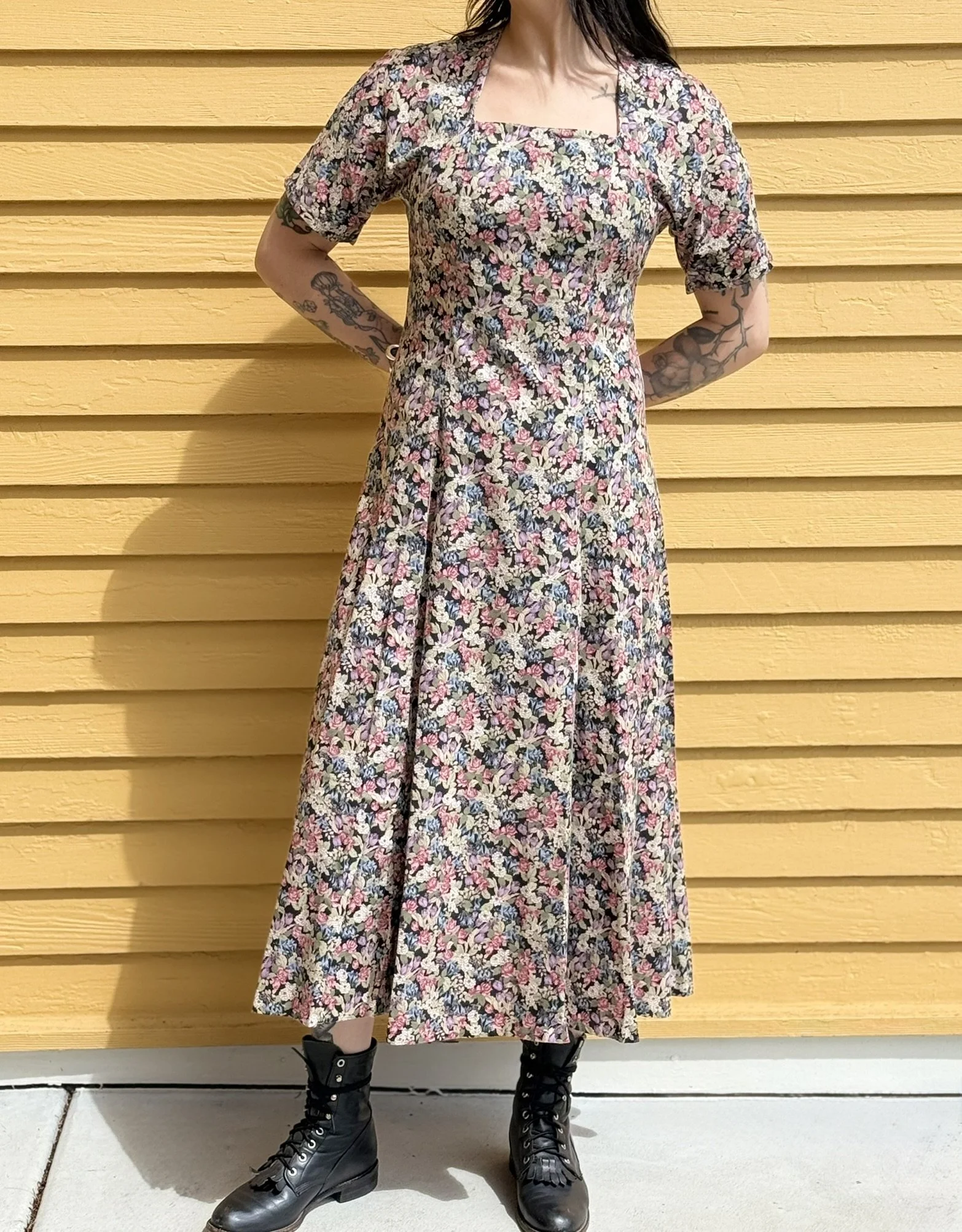 Vintage Homemade Moody Floral Maxi Dress