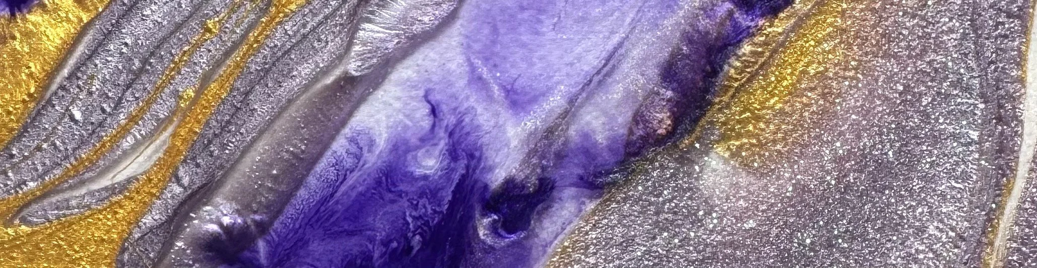 art on paper with epoxy resin inks and mica powder