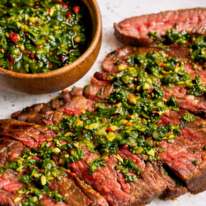 Close Up / Preparing red meat on the barbecue grill.