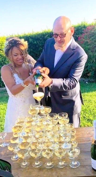 Champagne tier at wedding