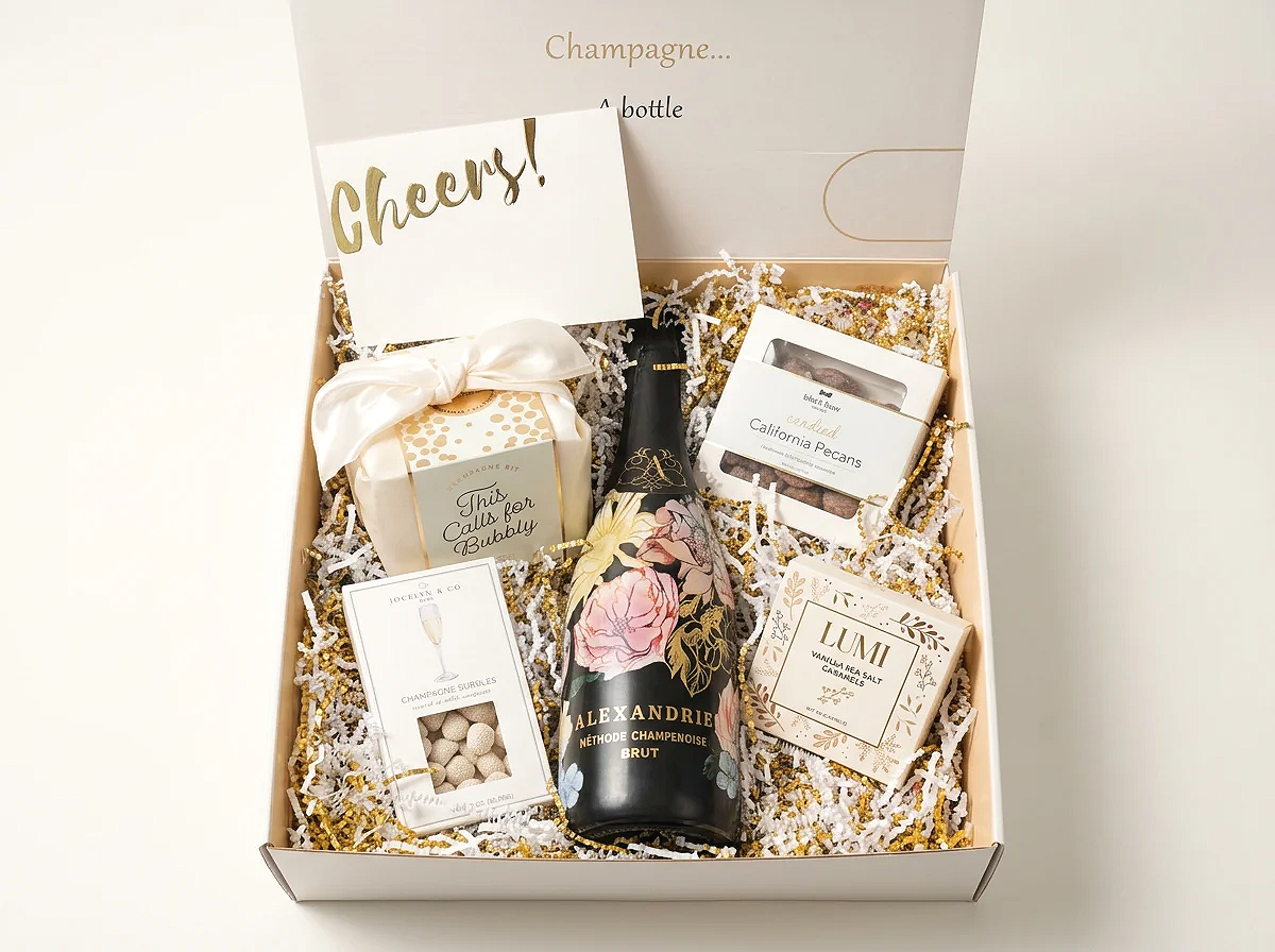 Alexandrie Sparkling Brut Gift box with a champagne essentials kit.png