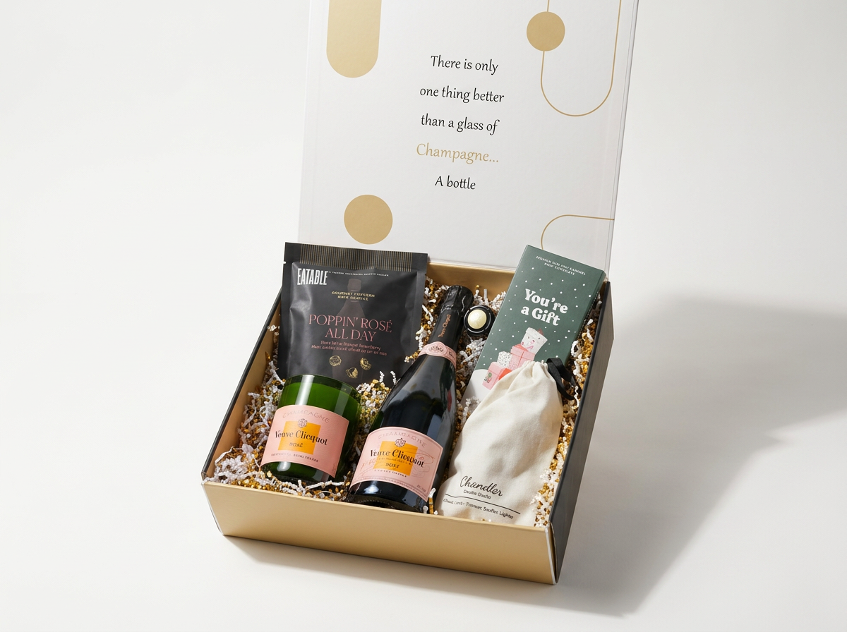 veuve Clicquot Rosé with recycled candle-candle kit care and snacks.png