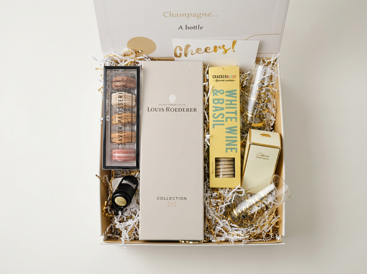 Louis Roederer Collection 242 Champagne gift with flutes .png