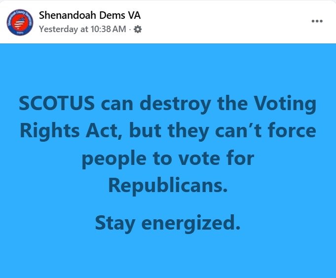 Our friends in the Shenandoah Valley have it exactly right. November midterms, here we come.