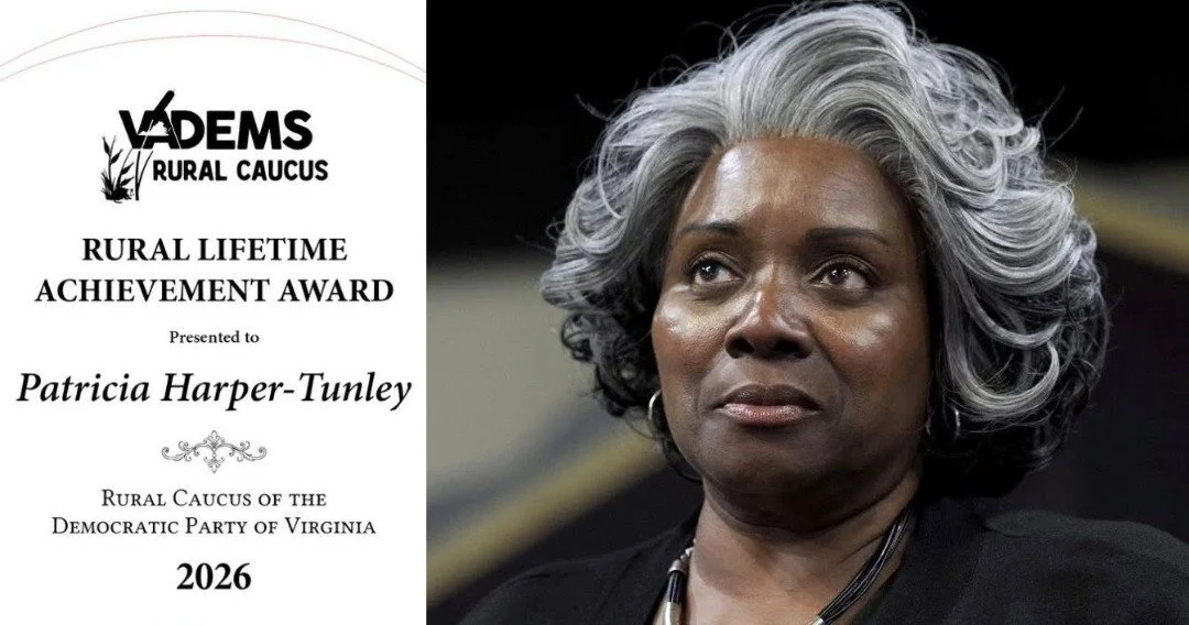 Congratulations to Patricia Harper-Tunley, who was honored with a Lifetime Achievement Award from the Rural Caucus of the Democratic Party of Virginia last weekend. As chair of the 5th Congressional District Democratic Committee, Patricia is an inspi