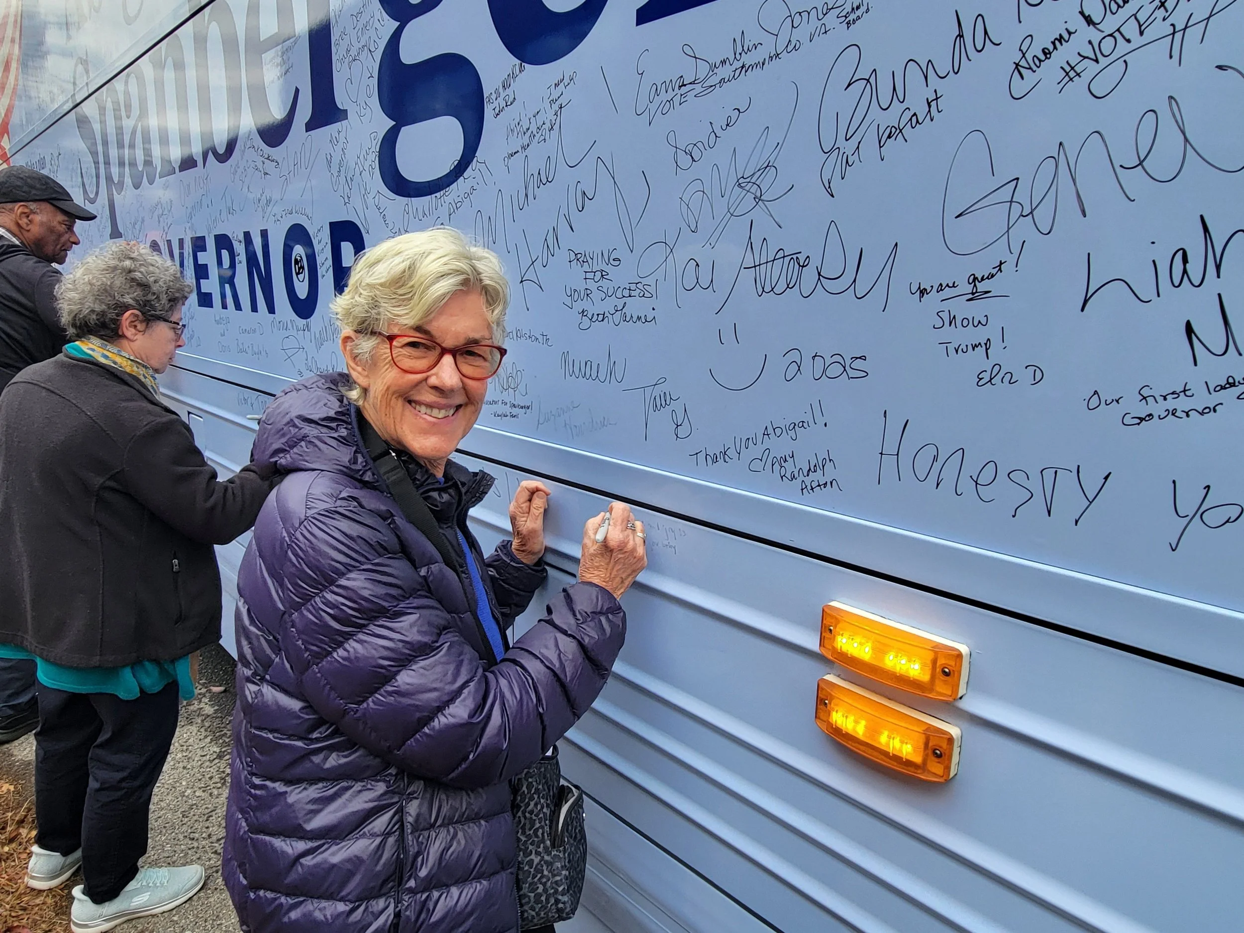 %Then-NCDC Chair Connie Brennan autographing the Spanberger Bus in 2025.jpg