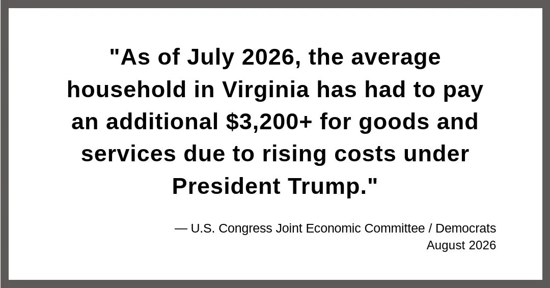 It isn&rsquo;t okay that Trump is making us pay more to put food on the table, to access medical care and to fill up at the pump. And it isn&rsquo;t okay that our congressman enables him. Trump and John McGuire have failed Virginia.