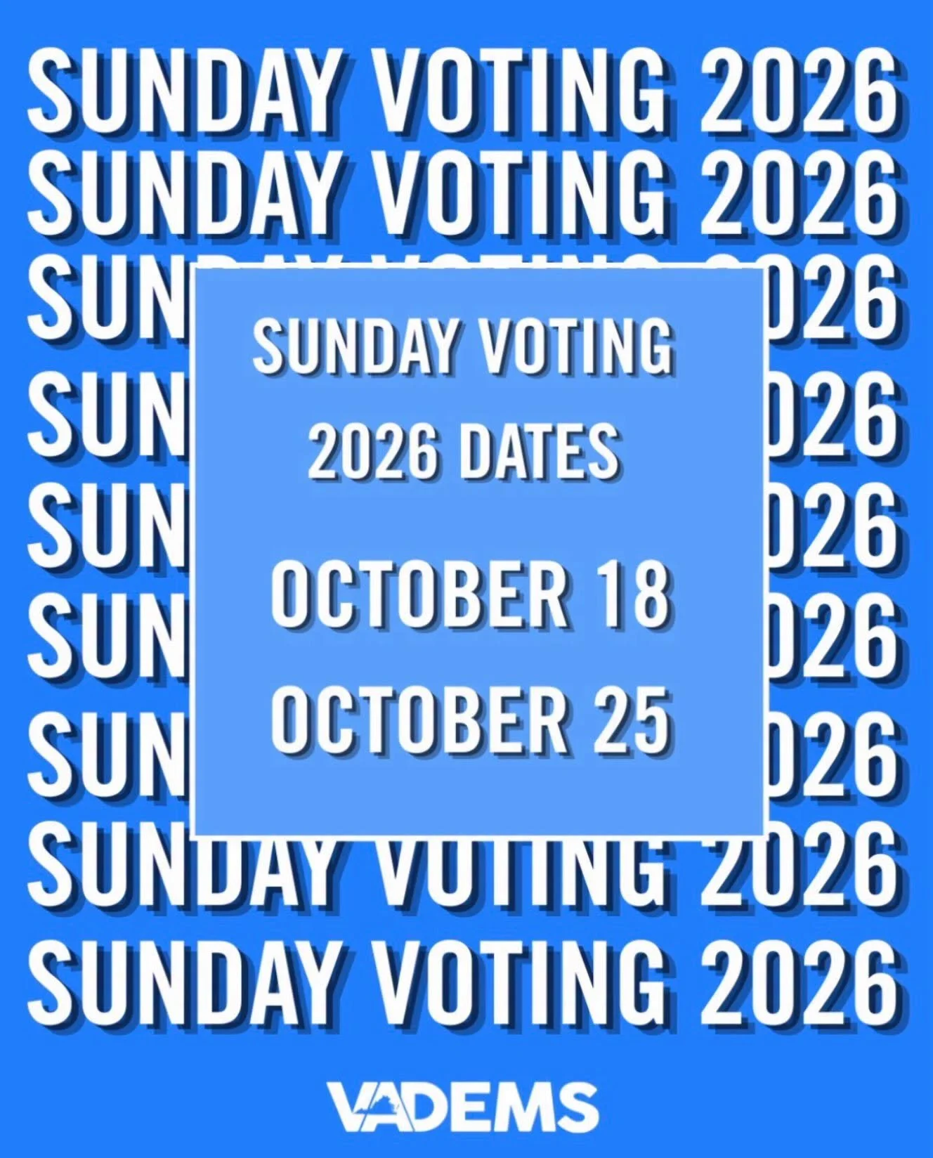 You read that right! You have the option to vote early in the Nov. 3 elections on two Sundays. In Nelson County, visit the County Registrar's Office, 571 Front St., Lovingston, from 11 a.m. to 4 p.m. on Oct. 18 or Oct. 25 to cast your ballot. (Saturd