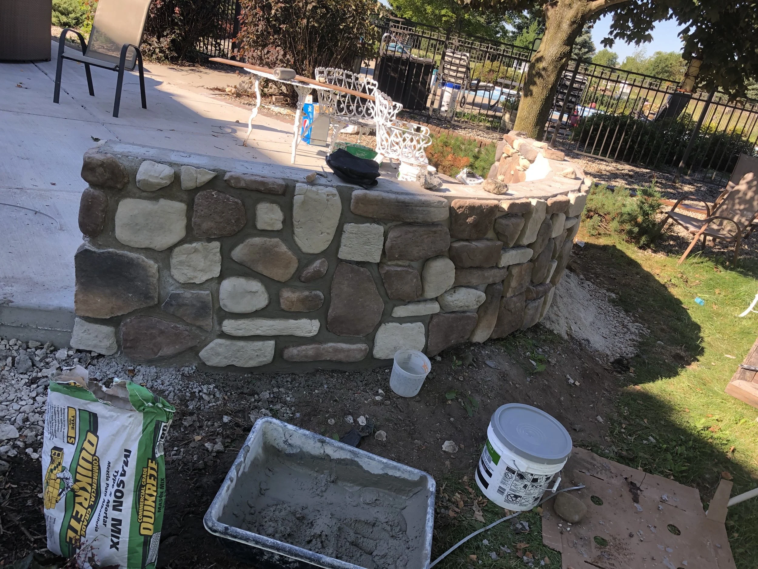 Stone Wall Addition to Patio