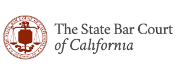 Logo of The State Bar Court of California with a red seal and black text.