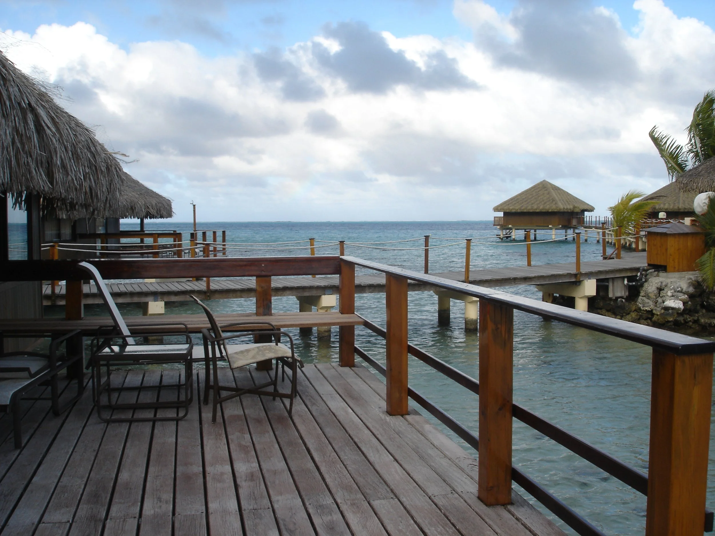 Huahine - our over reef bungalow's deck