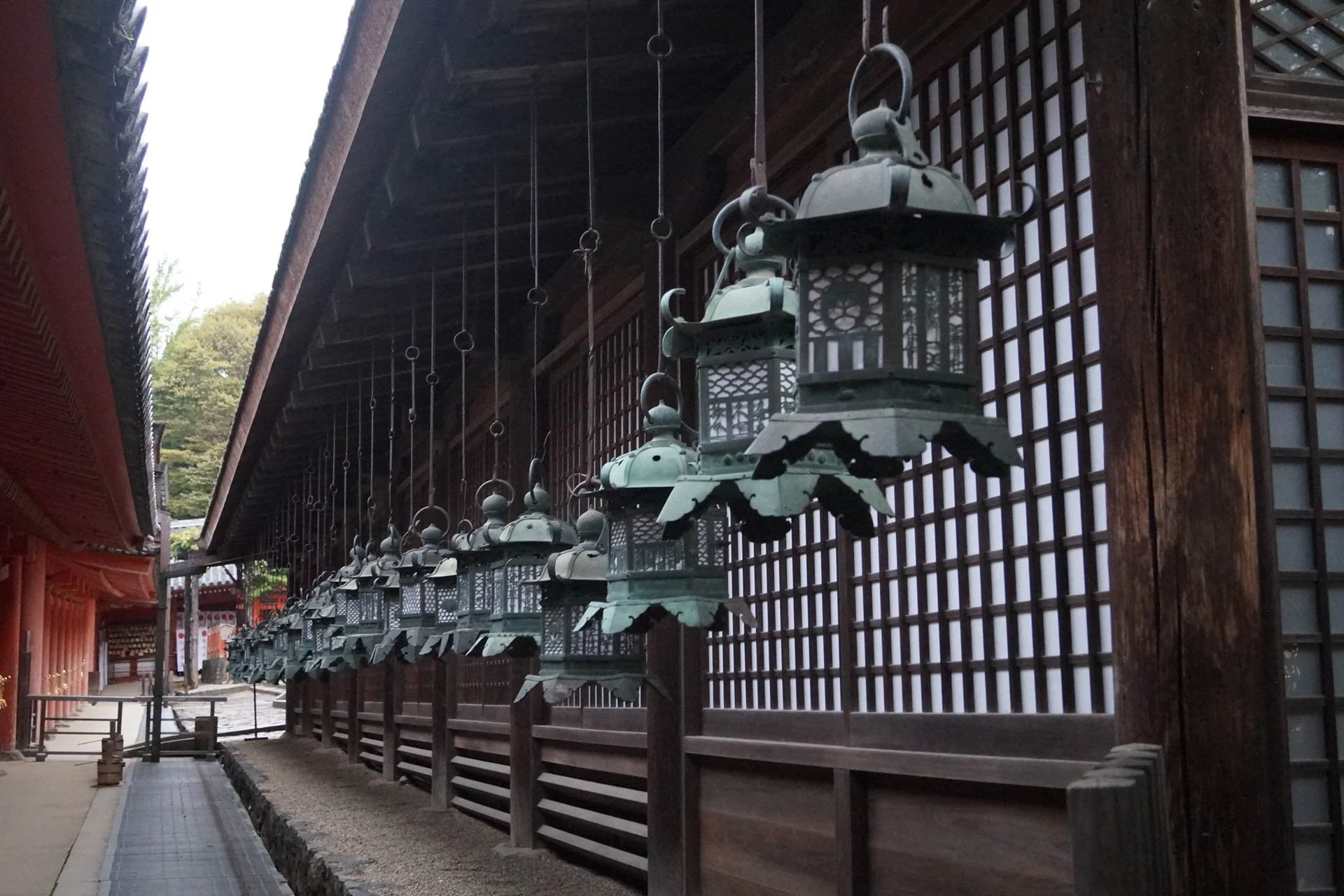 Kyoto - Hanging Lanterns at Kasuga Shrine