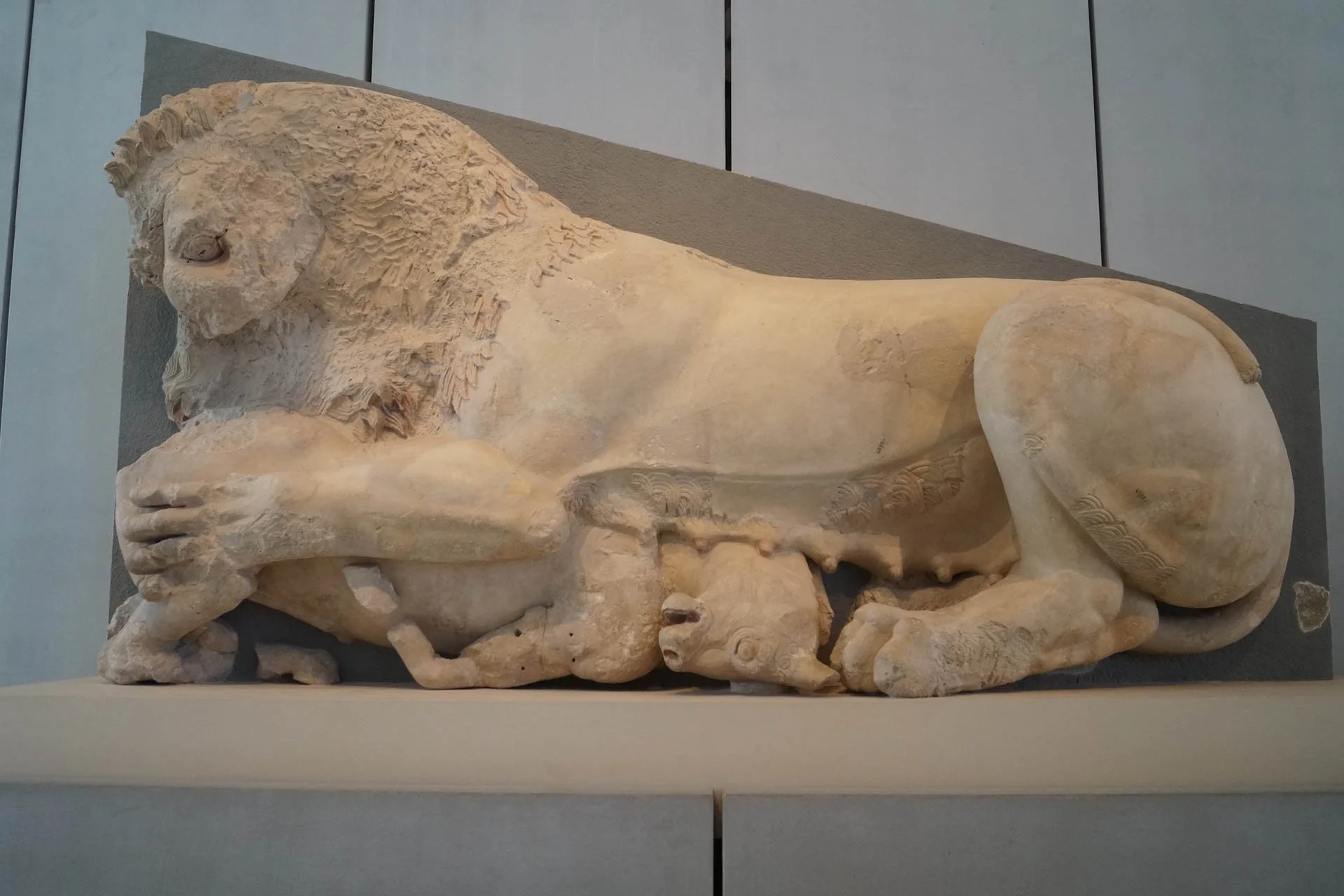 The Acropolis Museum - Hekatompedos. The lioness pediment