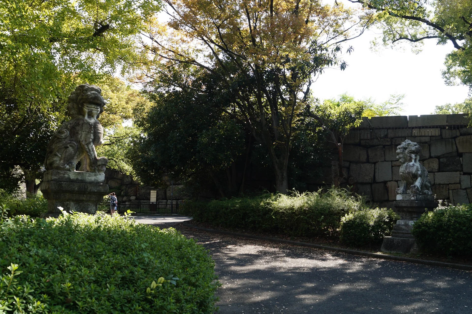 Osaka - Komainu Statues at Osaka Castle