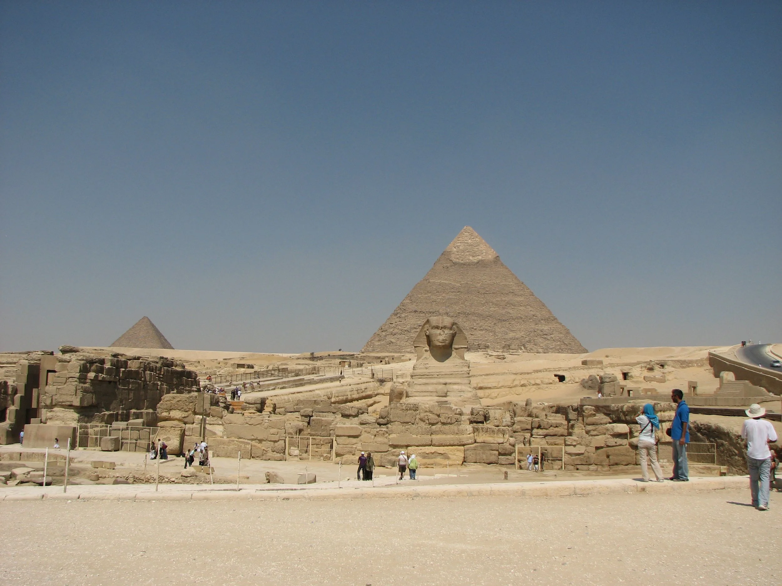 The Sphinx with the Pyramid of Khafre in the background