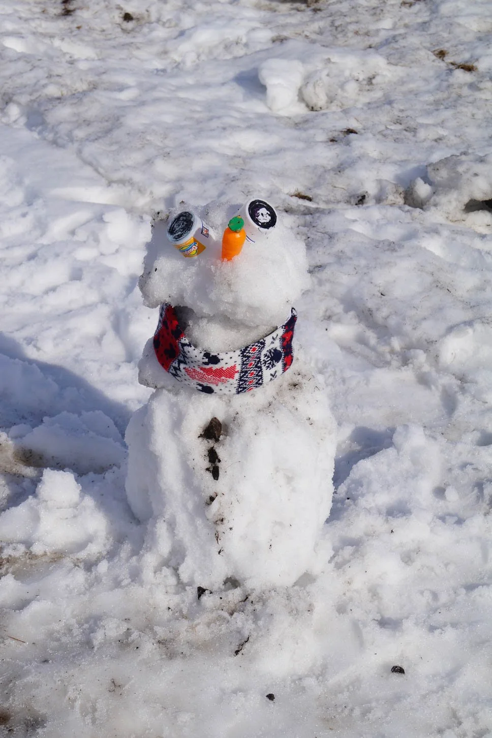 Road to Snæfellsnes - The kids built a snowman on the side of the road. Even though it was pretty ugly, Henry was so proud of his creation.