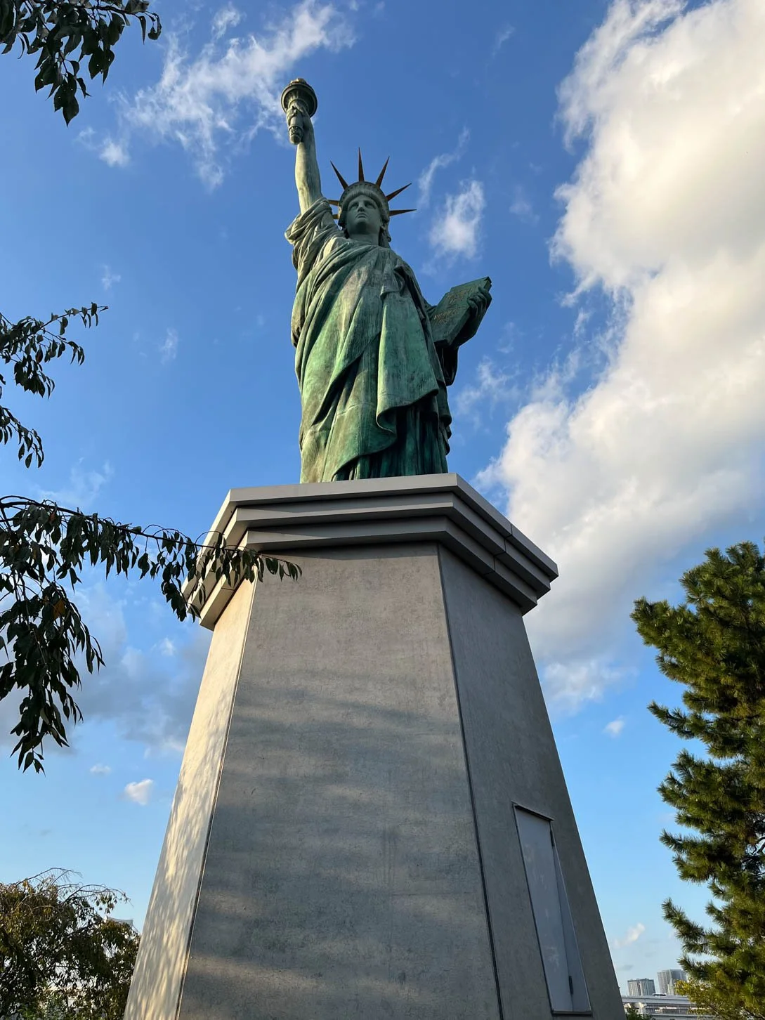 Tokyo - Statue of Liberty. It was given to Japan by France in the year 2000 
as a sign of friendship. The statue has the date July 4, 1976