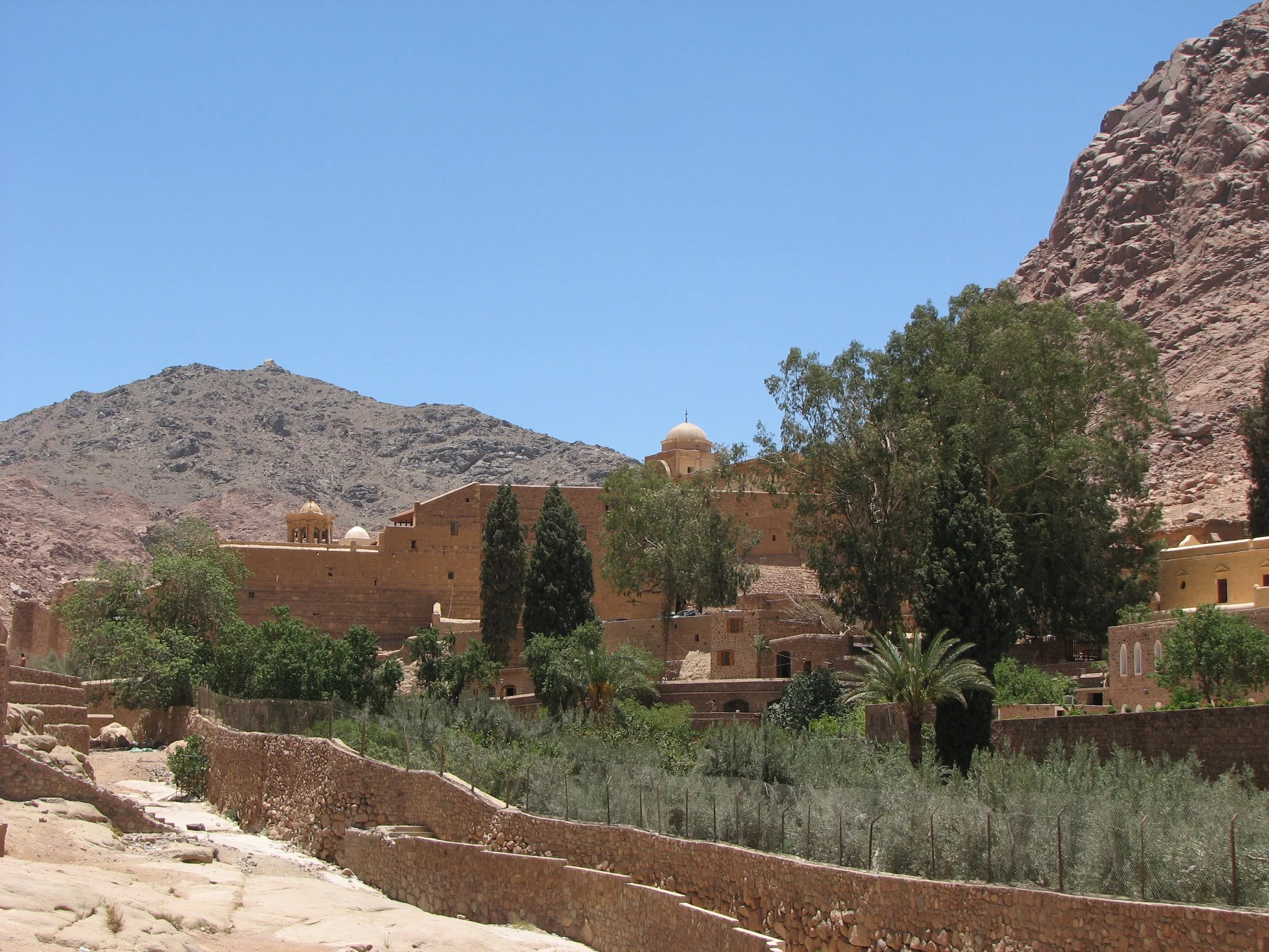 Saint Catherine's Monastery, Sinai Peninsula. This Greek Orthodox Monastery was built by the Byzantine Emperor, Justinian I. It was built to enclose the Burning Bush.