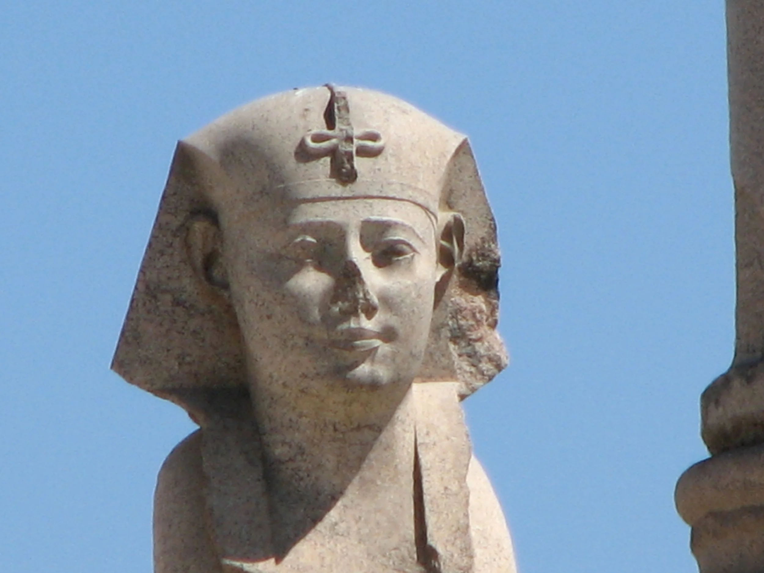 Pompey's Pillar, Alexandria - a close up of the sphinx's head