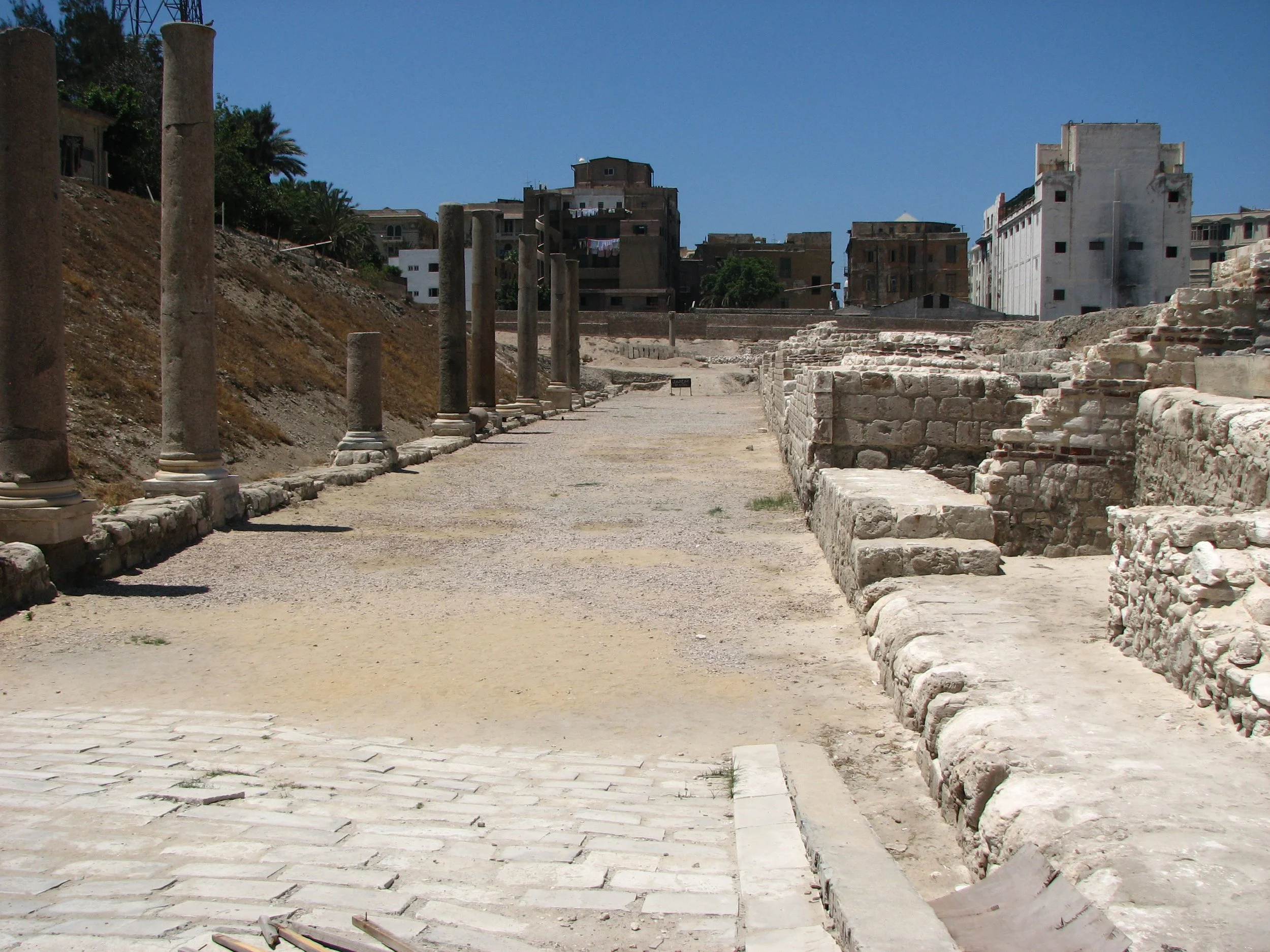 The Ancient Roman Amphitheater, Alexandria. The Romans built and excellent road system and even more than 2000 years later the roads are still well preserved.