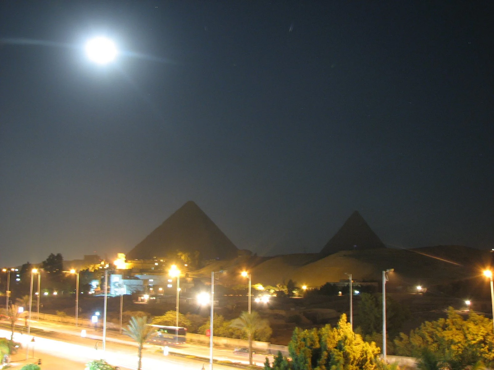 Yet another view of The Pyramids of Giza at night
