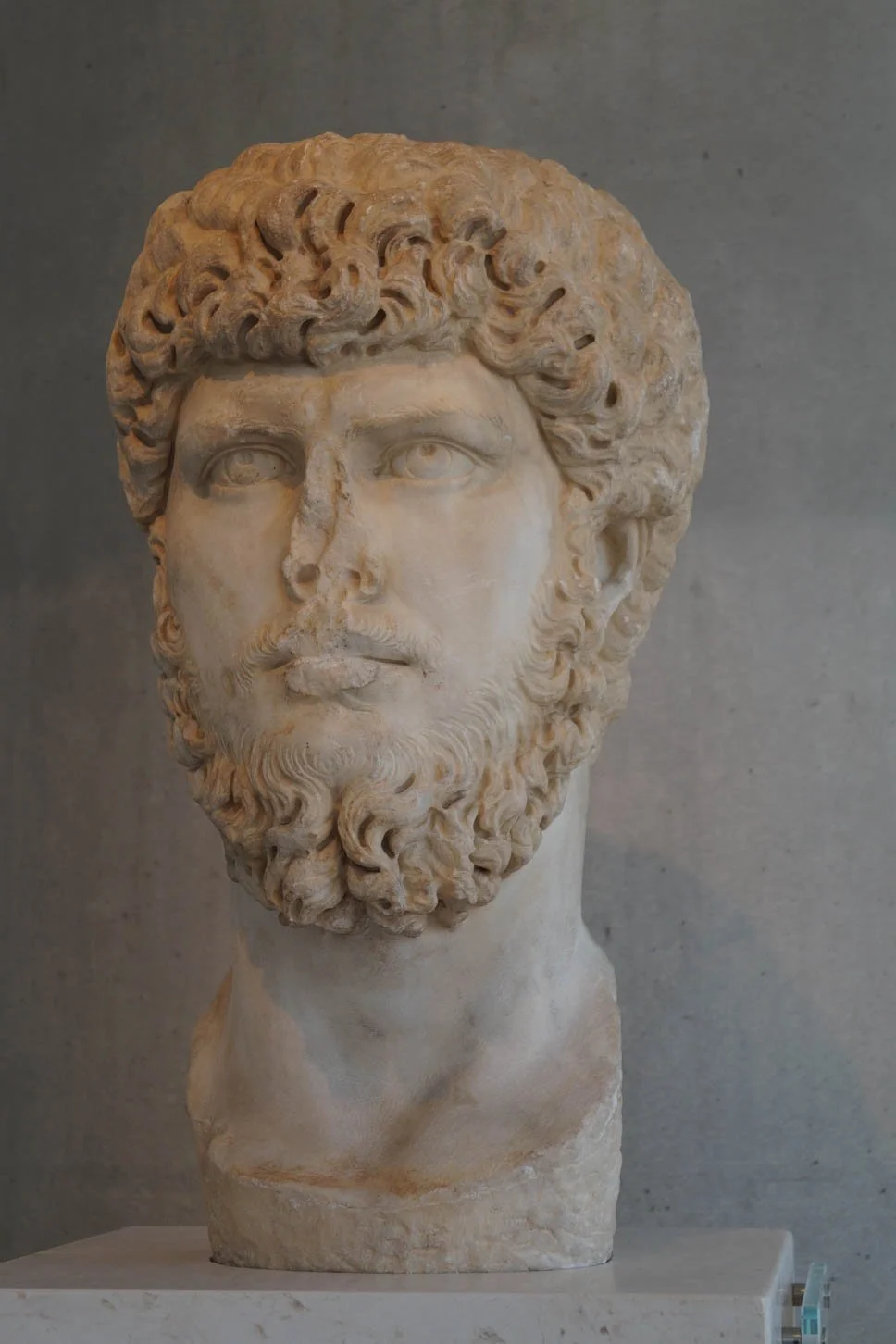 The Acropolis Museum - Portrait of Lucius Verus. Along with Marcus Aurelius, he was Co-Emperor of the Roman Empire from 161-169 AD when he died. After his death Marcus Aurelius was the sole Emperor.