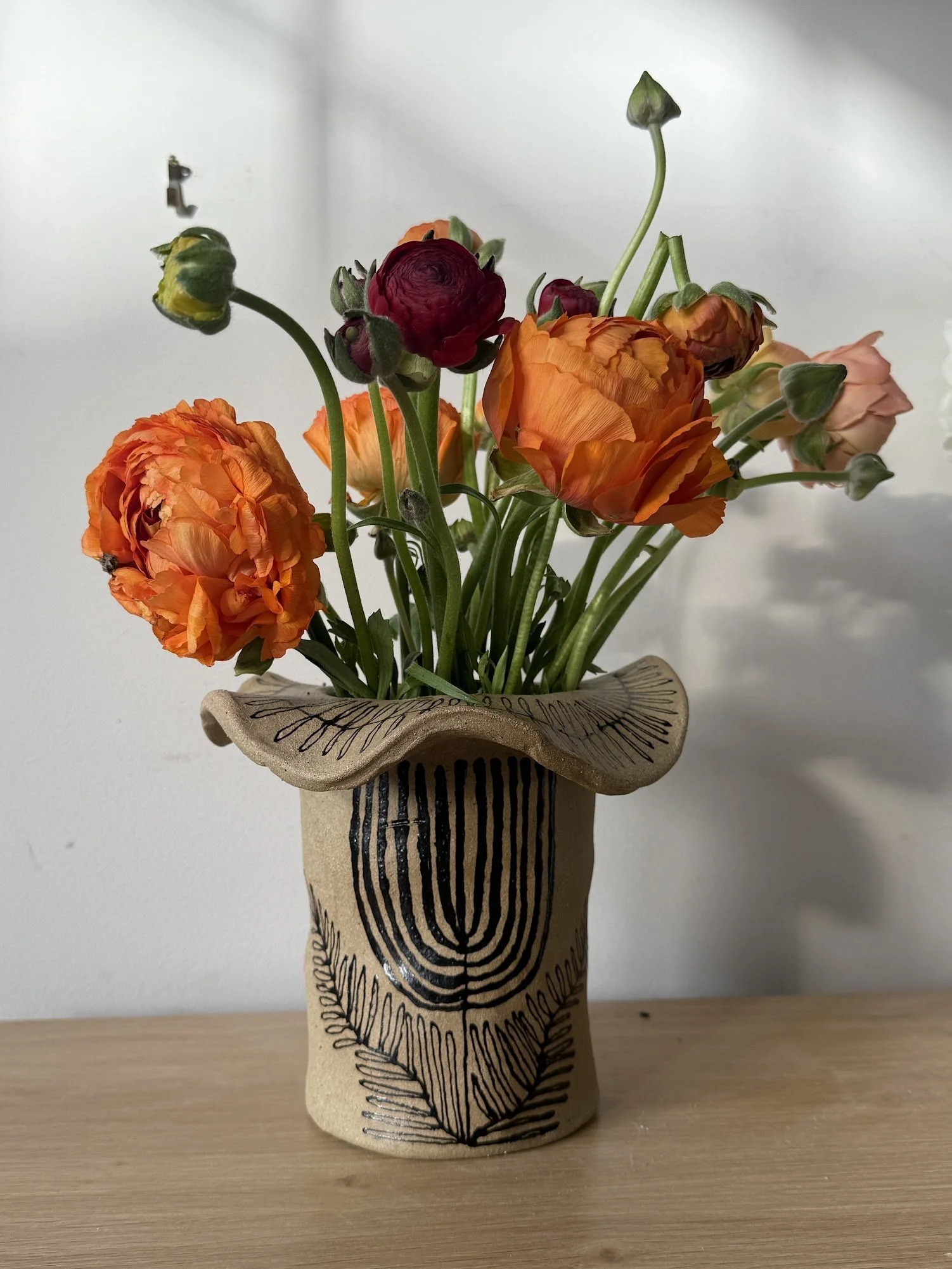 BROWN CLAY FLORAL VASE | SOLD