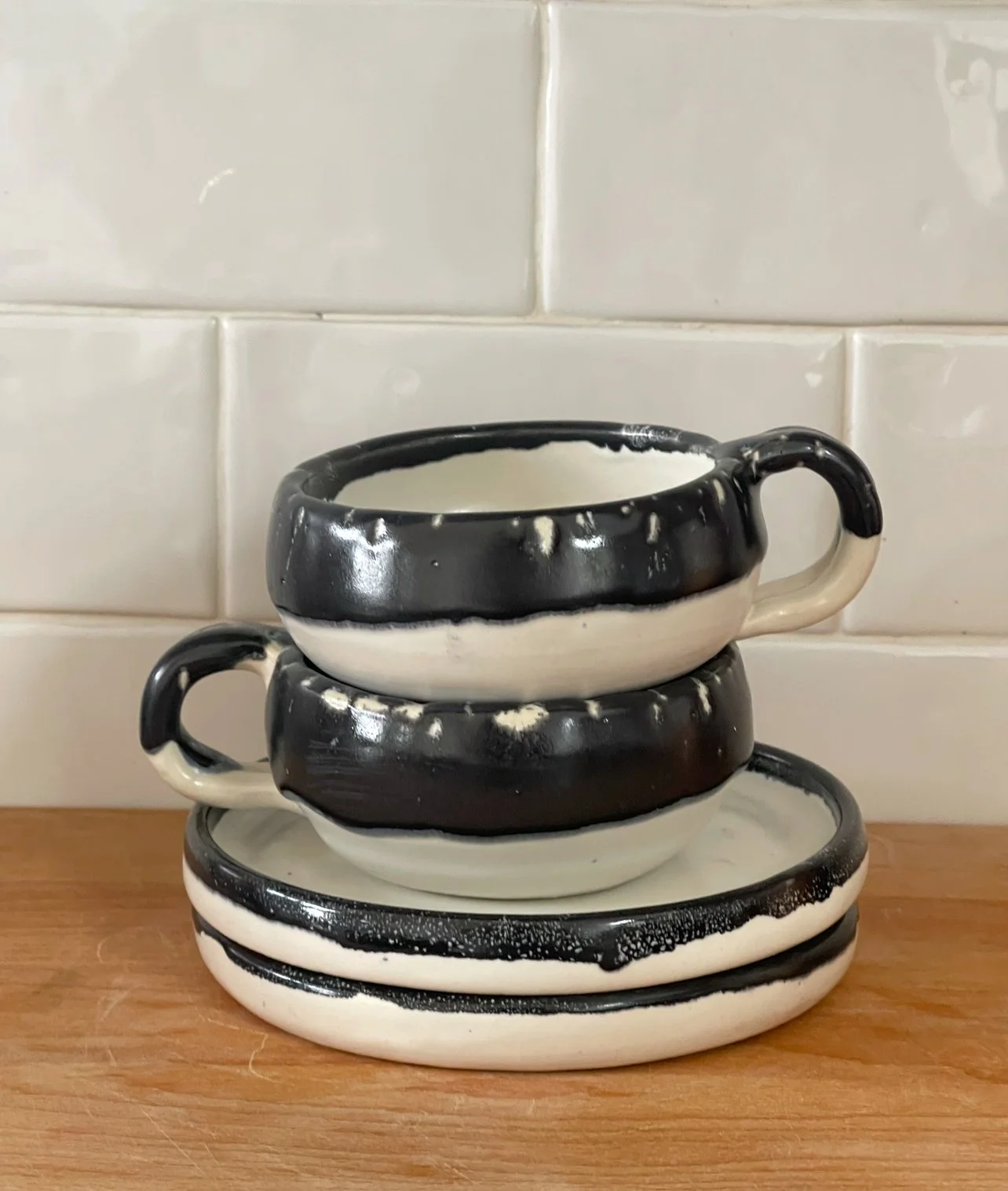 BLACK & WHITE LATTE MUGS | SOLD