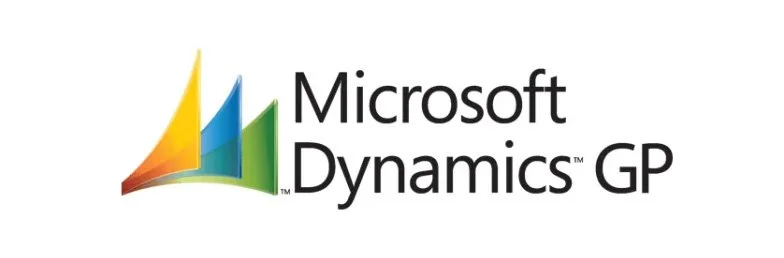 Microsoft Dynamics GP logo with colorful stylized graph and company name.