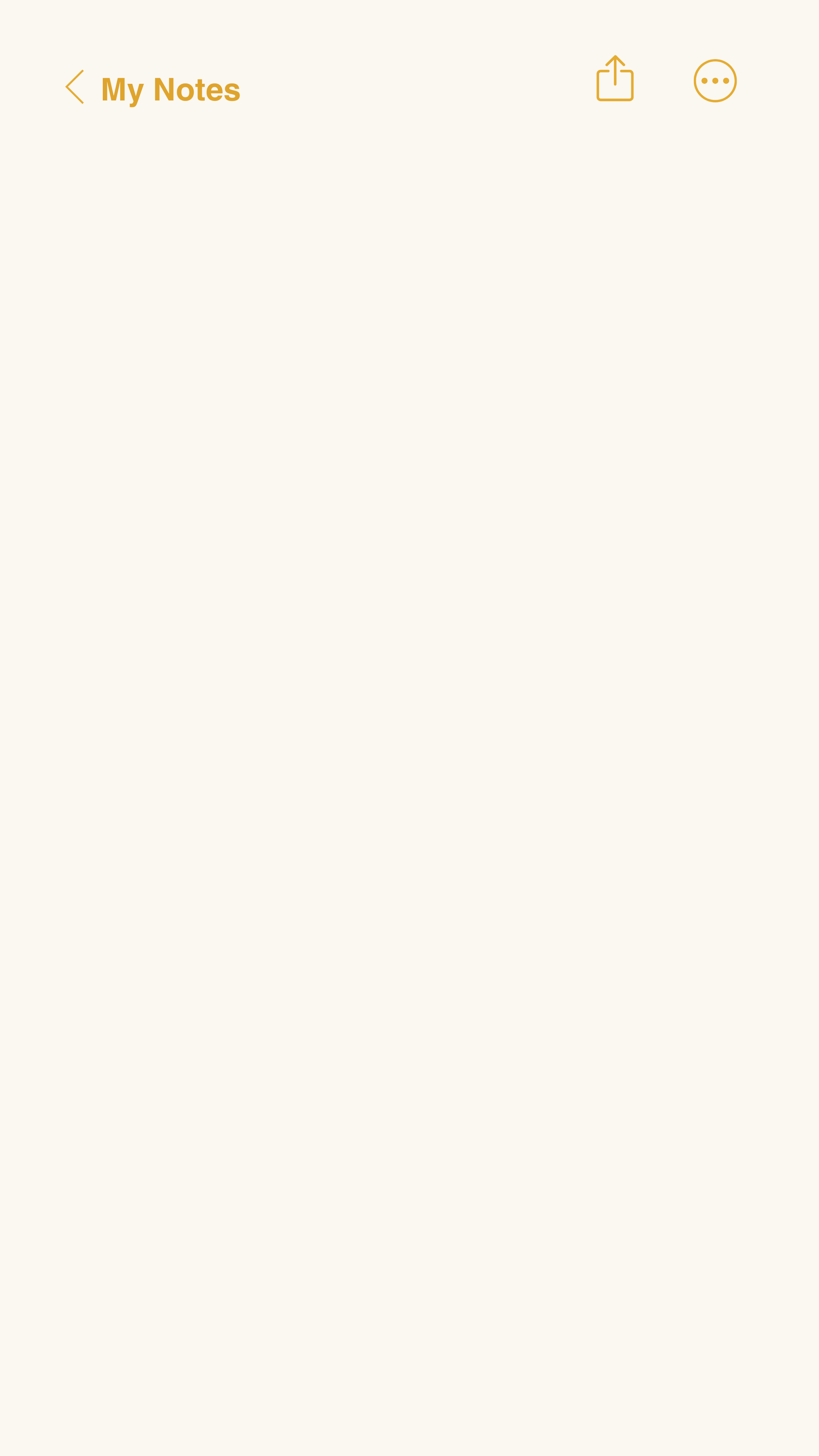 Screenshot of a digital note-taking app titled 'My Notes' with icons for sharing and options at the top right corner.