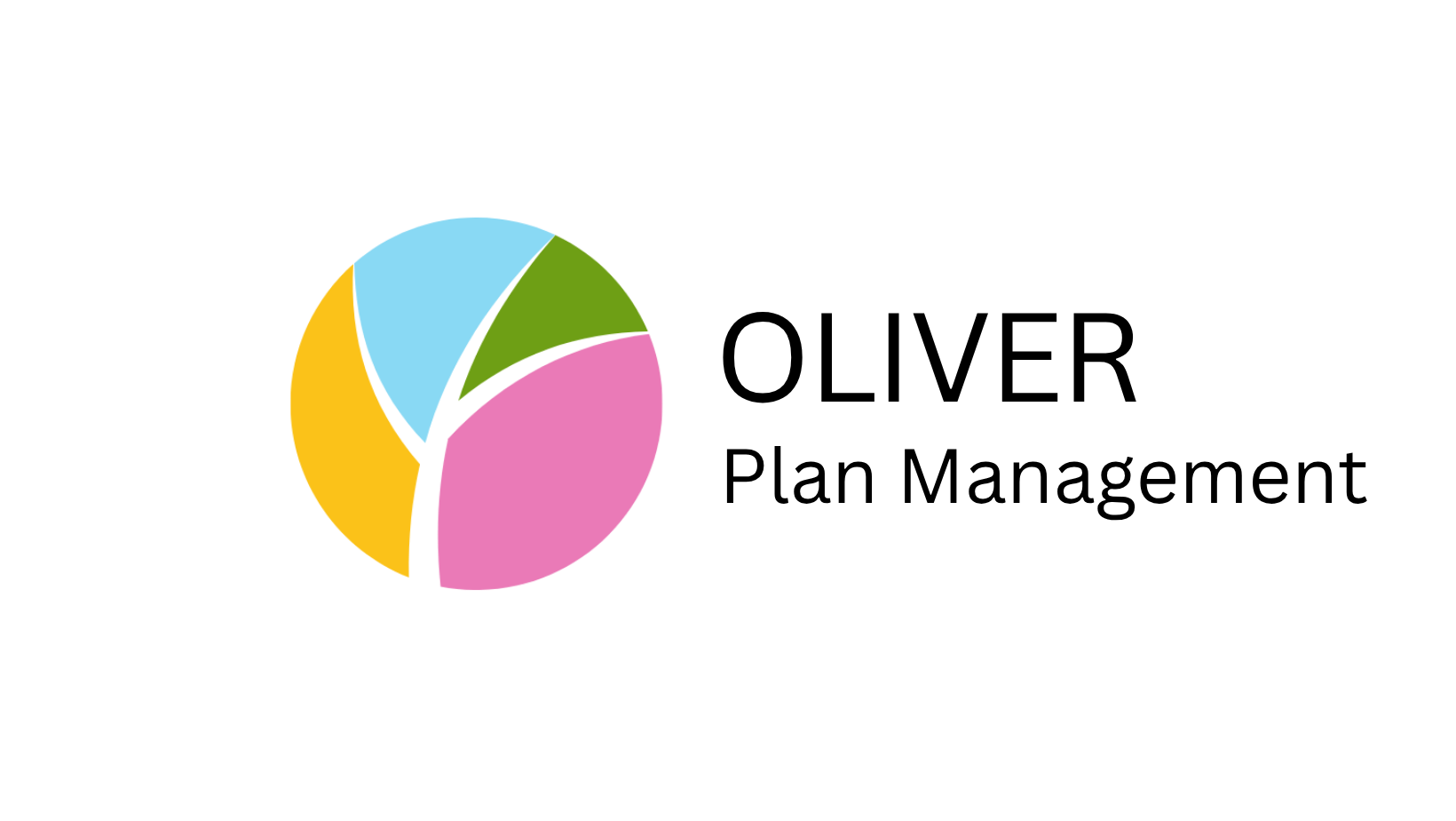 Colorful 3D pie chart with five segments in yellow, pink, green, blue, and black, on a black background.