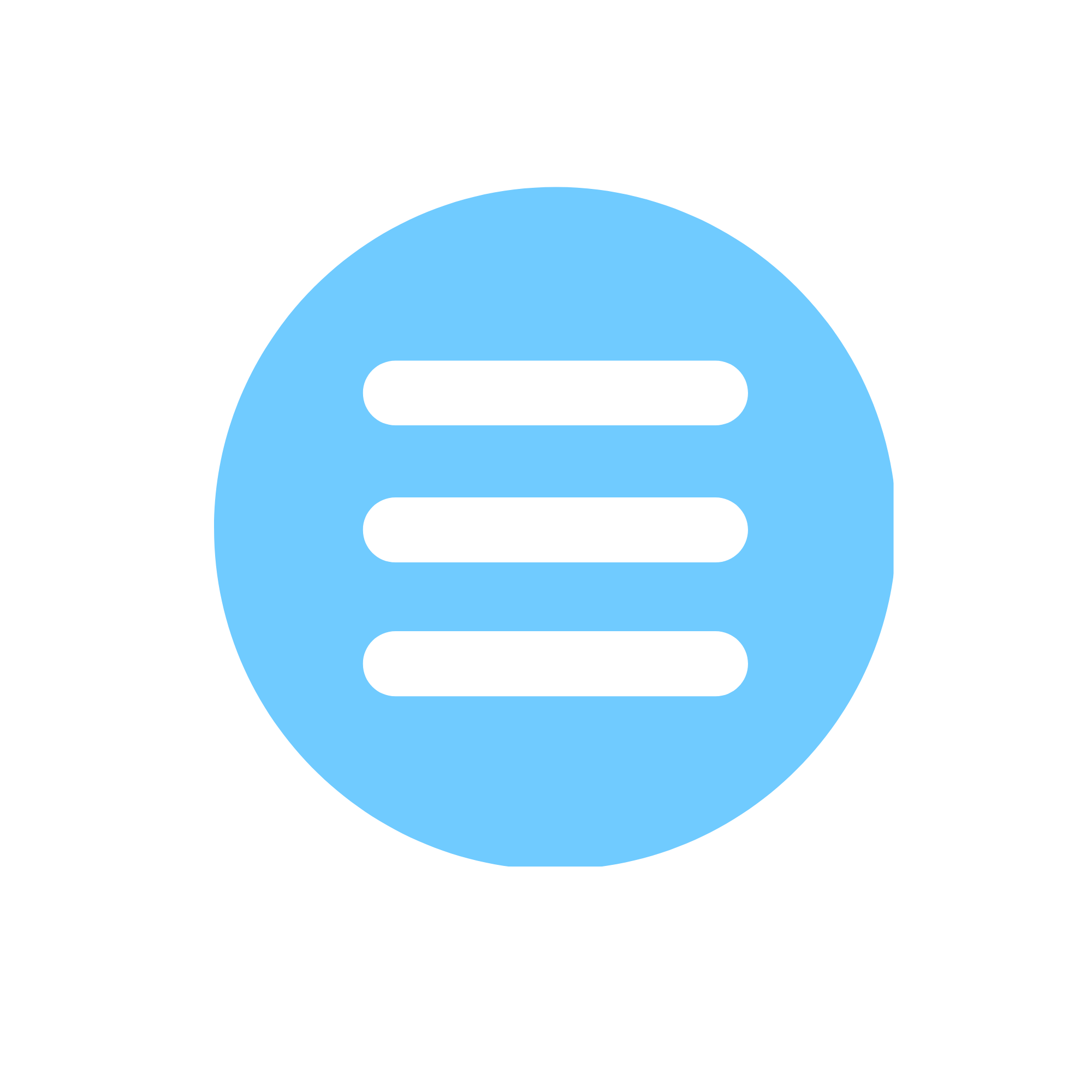 Blue circular icon with black horizontal lines resembling a list or menu symbol.