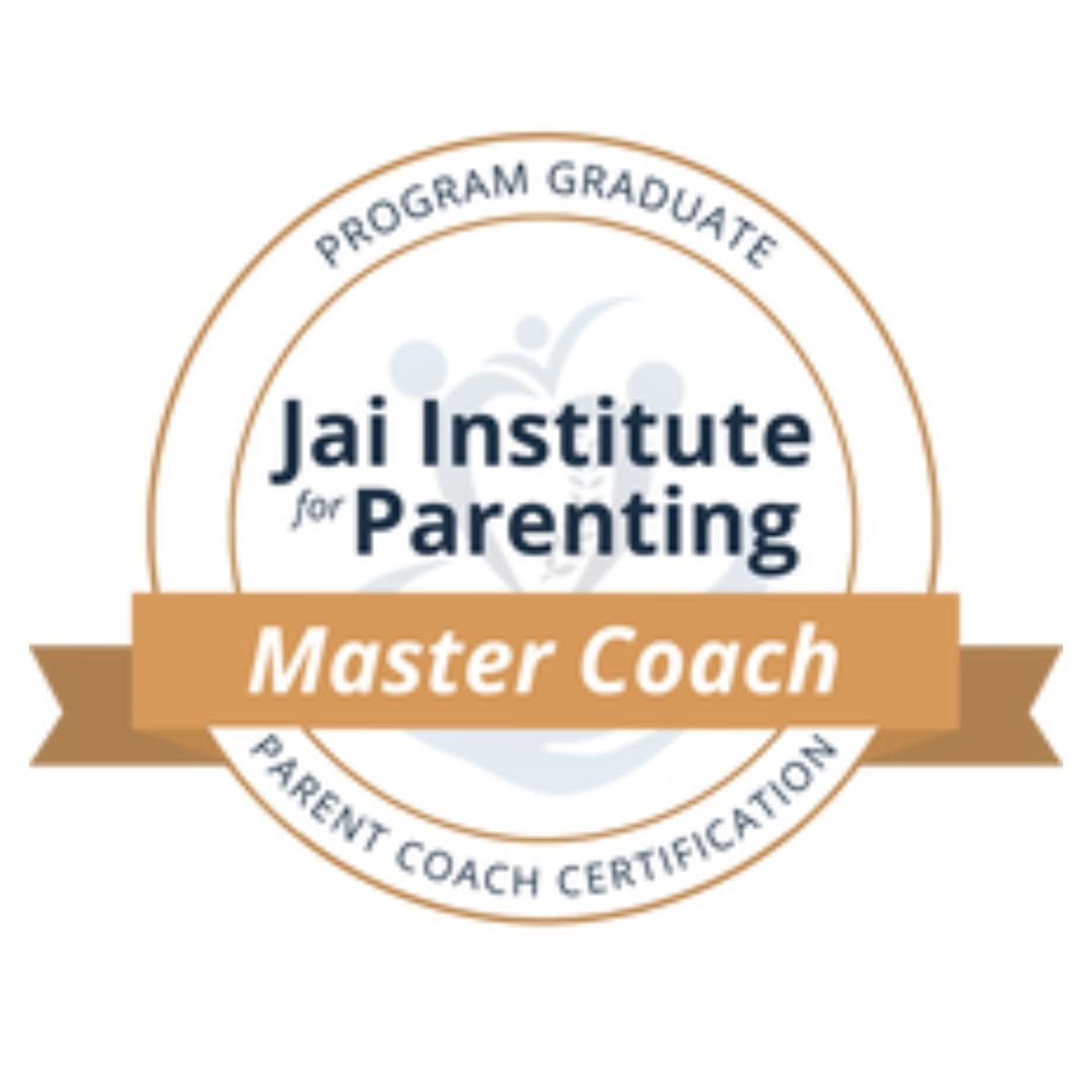 Badge with text 'Jai Institute for Parenting Master Coach' and 'Parent Coach Certification' around the circle.