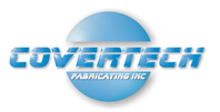 Logo for Covertech Fabricating Inc., featuring the company name in blue text with a stylized circular background.