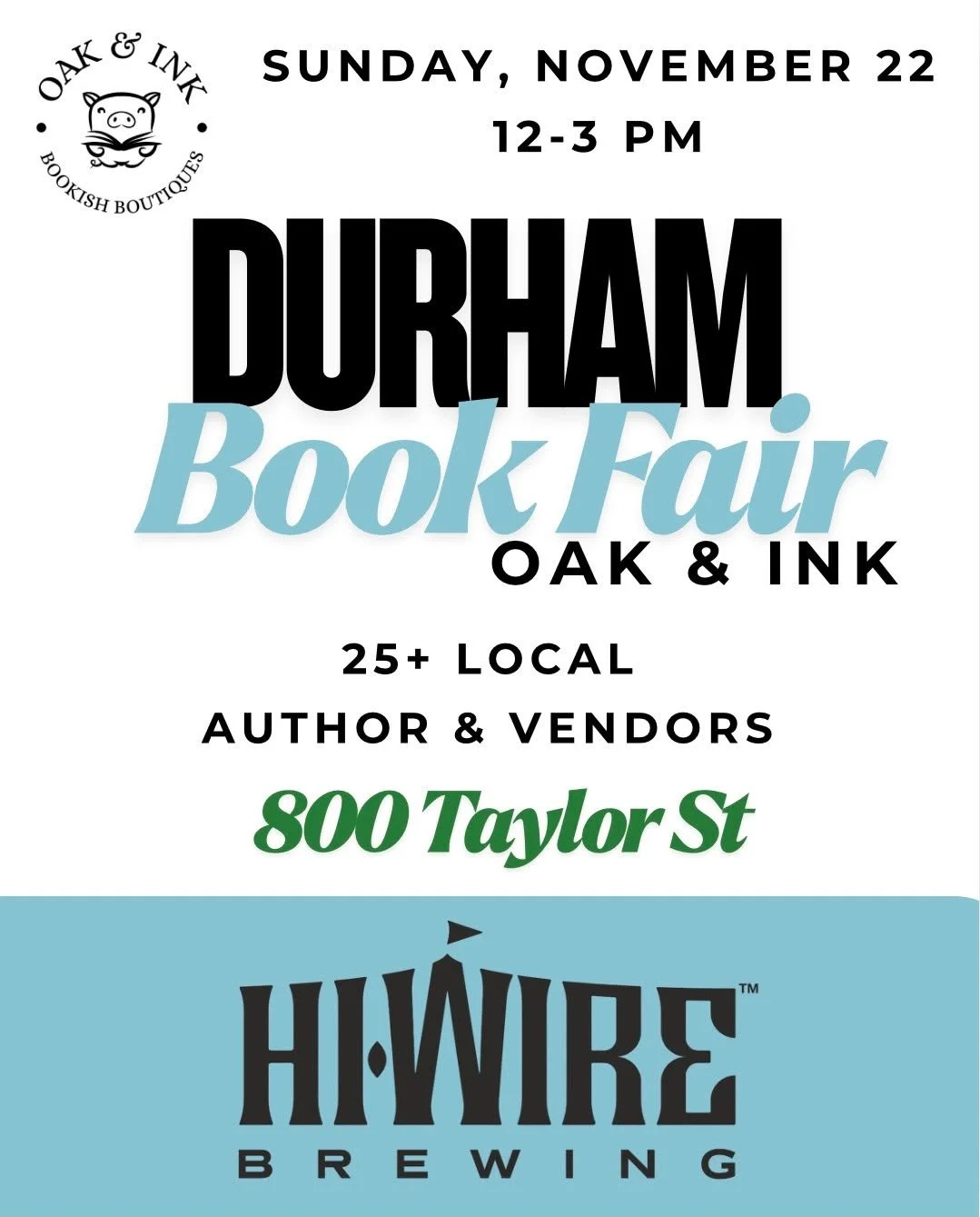 11/22 - Hi-Wire Durham Bookish Event