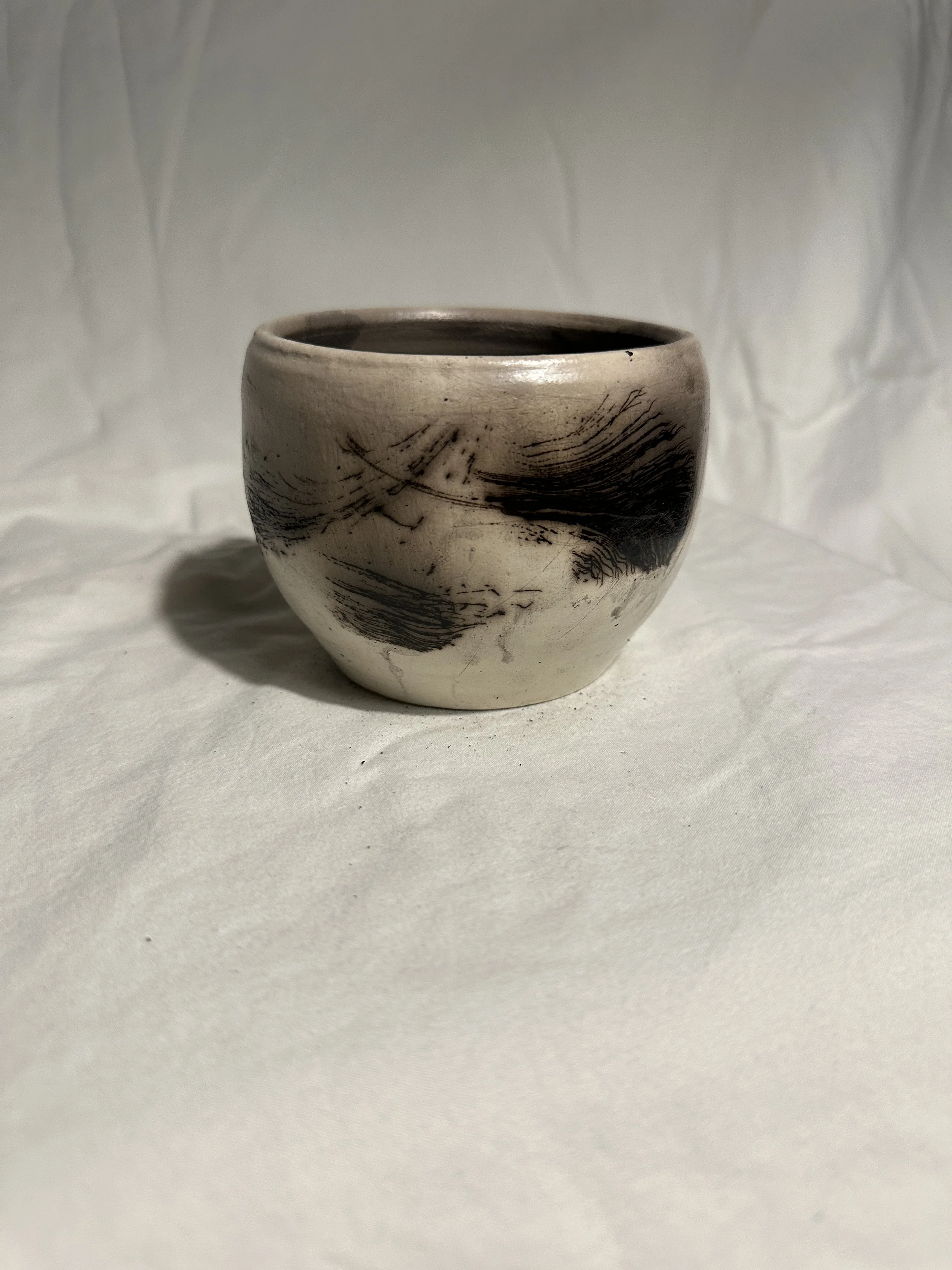 Raku - White with Feather