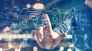 digital technology being manipulated by a human finger.