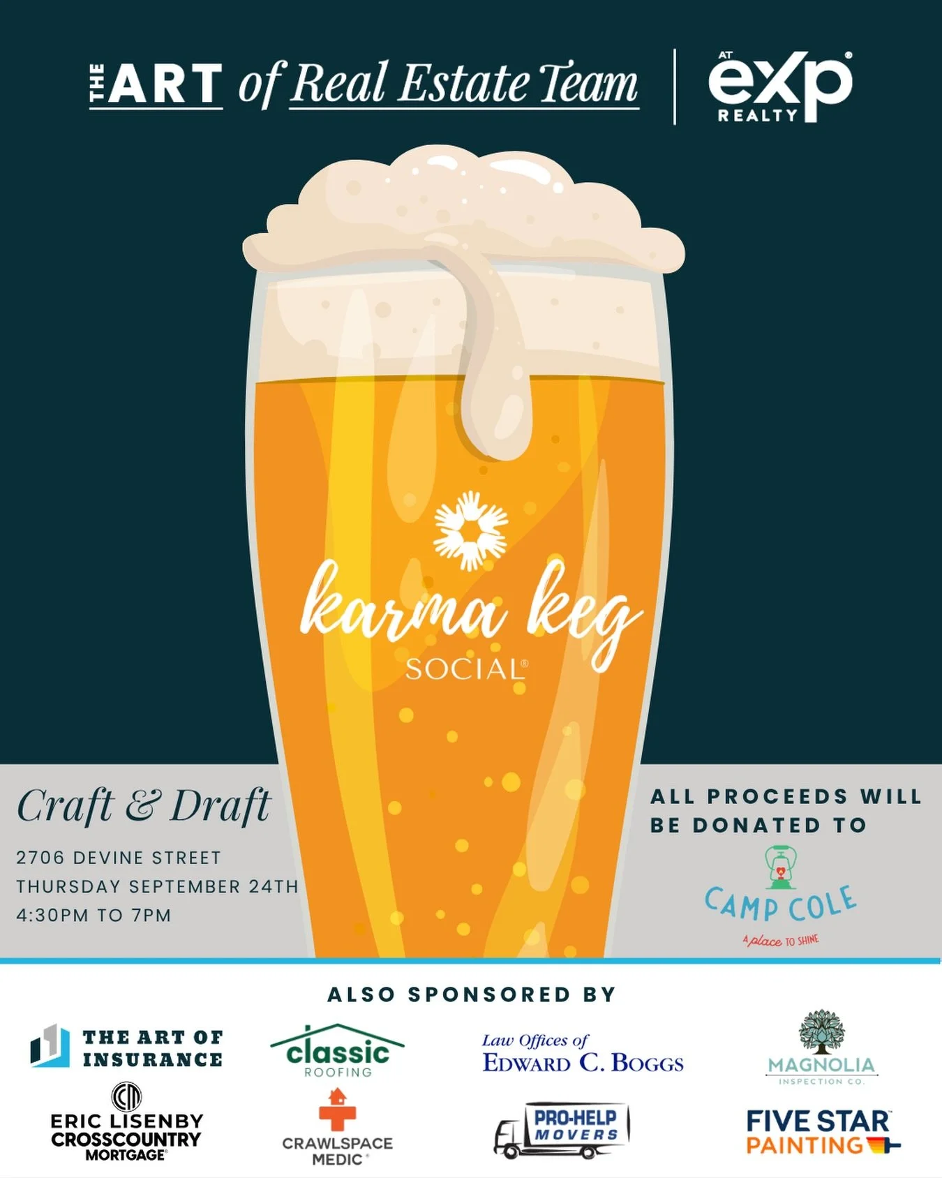 🍻 Karma Keg is back!⁠
⁠
Good beer + good people + an even better cause. ⁠
⁠
Join us Thursday, September 24 from 4:30&ndash;7 PM at Craft and Draft on Devine Street for our next Karma Keg Social, benefiting @campcolesouthcarolina !⁠
⁠
Here&rsquo;s ho