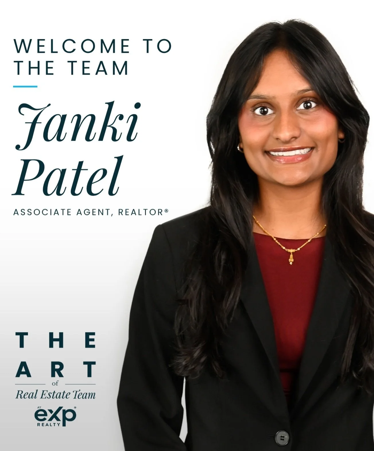 Please help us welcome Janki Patel to The ART of Real Estate Team at eXp Realty! 🎉🏡⁠
⁠
At just 18 years old, Janki made her first major investment in her future by becoming a REALTOR&reg; and now, she&rsquo;s ready to help others confidently invest