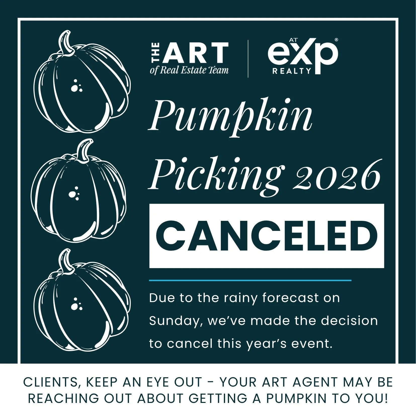 🌧️ Pumpkin Picking Update 🎃⁠
⁠
Unfortunately, Mother Nature had other plans for us this weekend! With rain expected throughout the day on Sunday, we&rsquo;ve made the decision to cancel our Pumpkin Picking event.⁠
⁠
But we still have the pumpkins! 