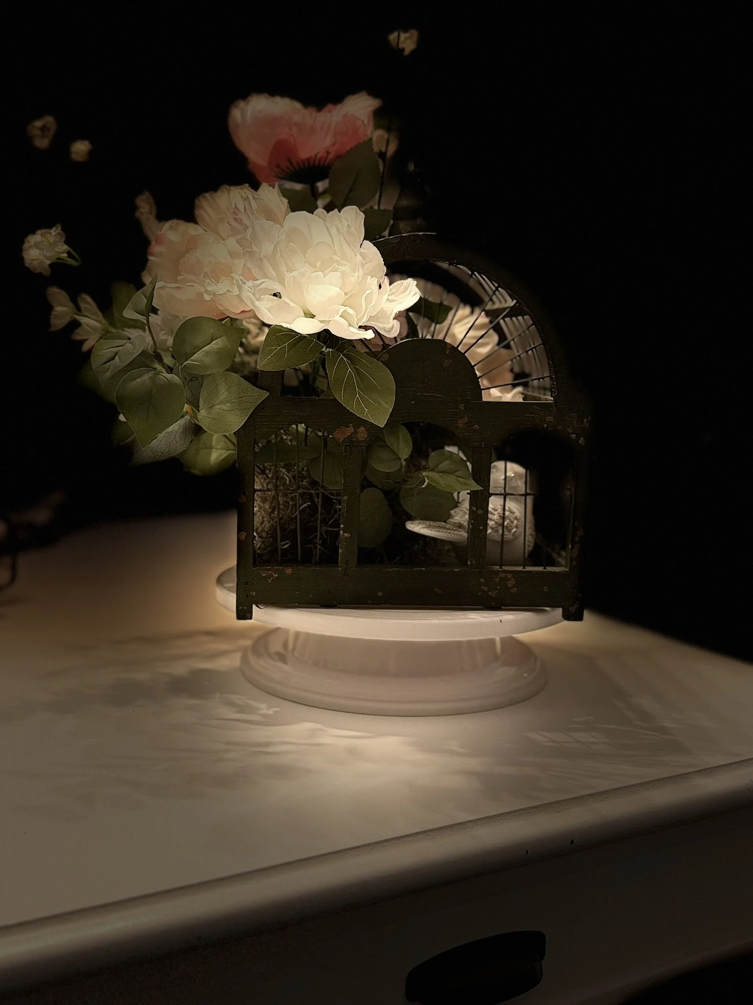 Vintage Birdcage Floral Centerpiece
