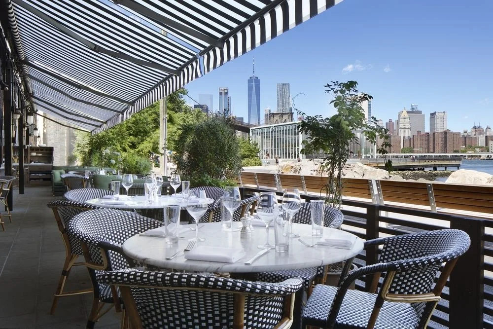 View and table setting at Brooklyn waterfront restaurant