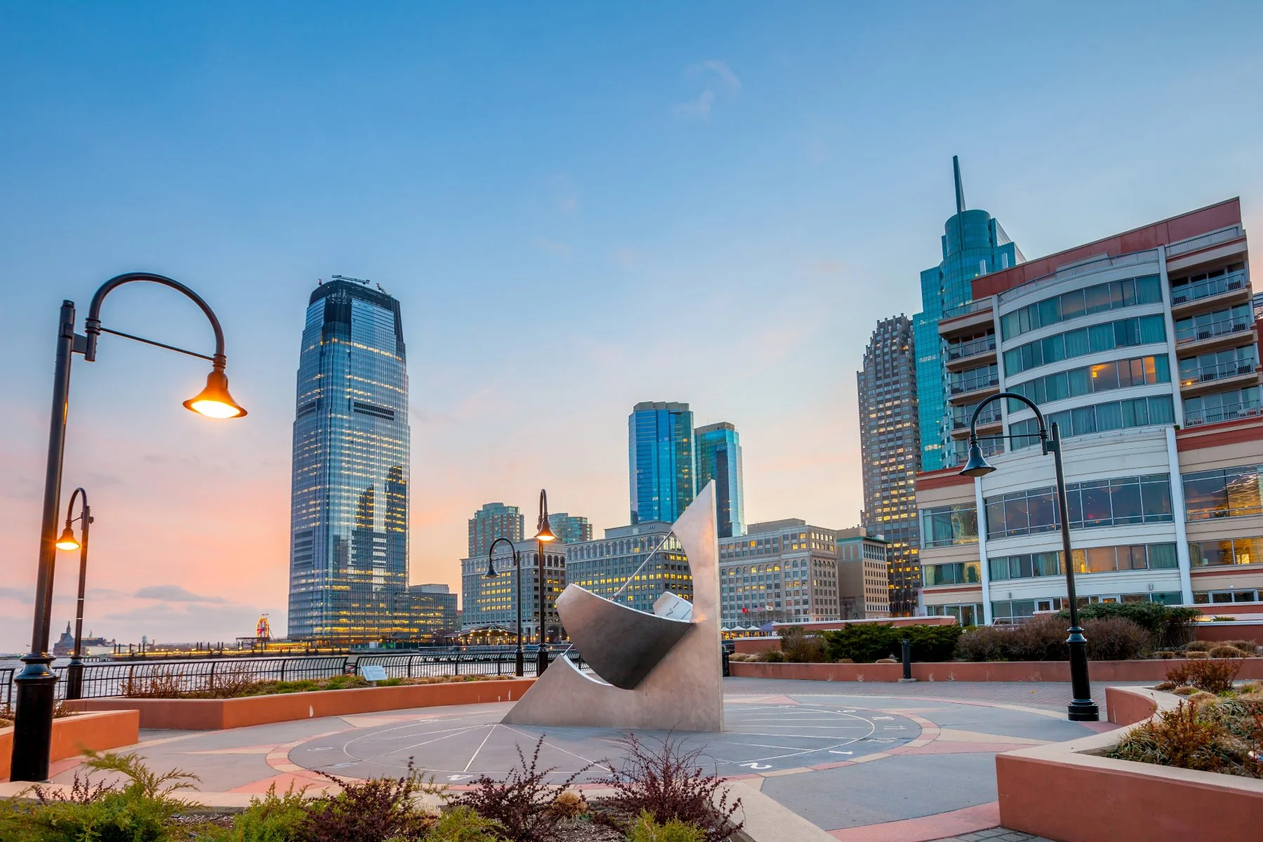 View from Hudson River Waterfront Walkway in Jersey City.