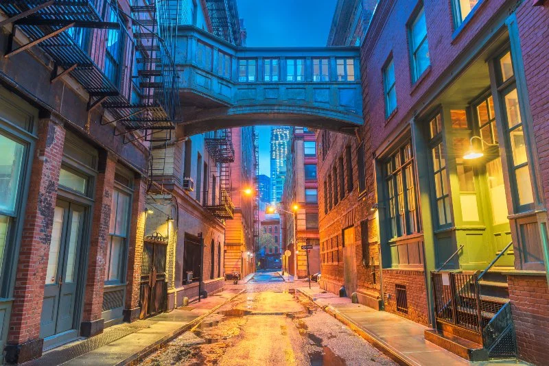 Alley in the Tribeca neighborhood in New York City.
