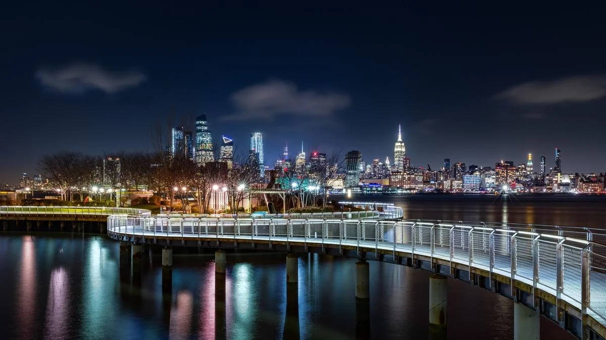 Hoboken New Jersey waterfront at night
