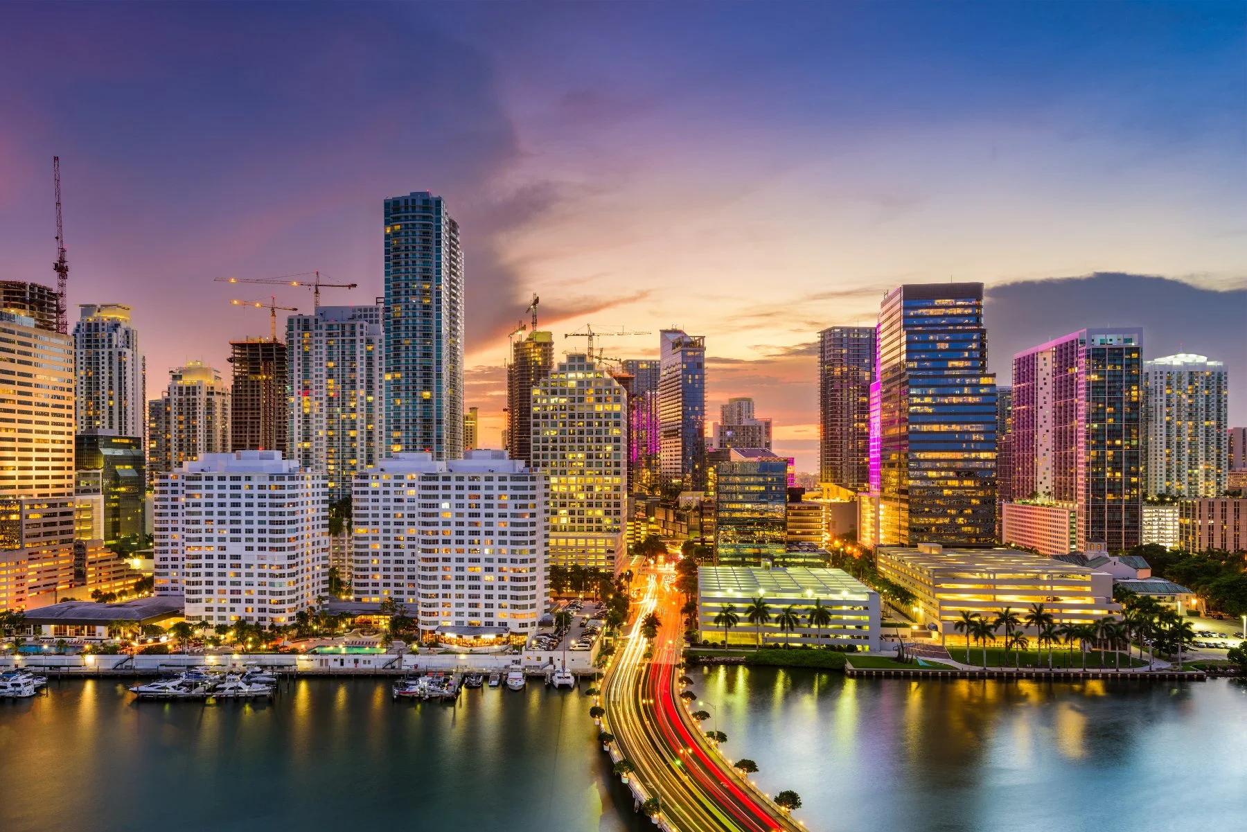 Miami skyline on Biscayne Bay.