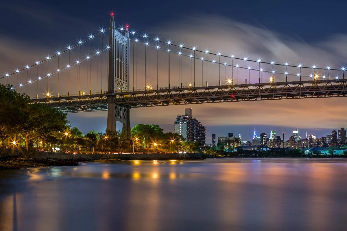 Triboro Bridge by night in Astoria, Queens, New York