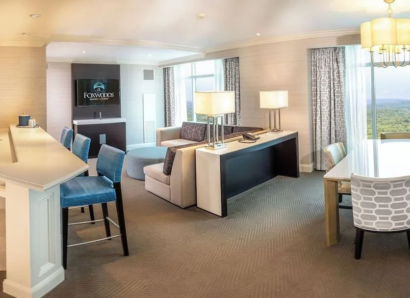 Luxury hotel suite at Foxwoods Resort Casino offering refined accommodations in Connecticut
